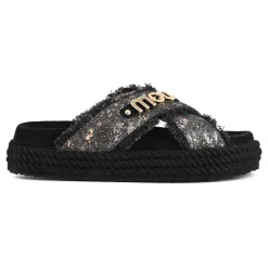 Criss-cross Rope Sandal Metallic Denim