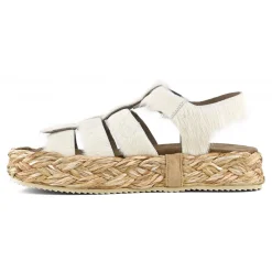 Raffia Braid Sandal Pony Hair Upper