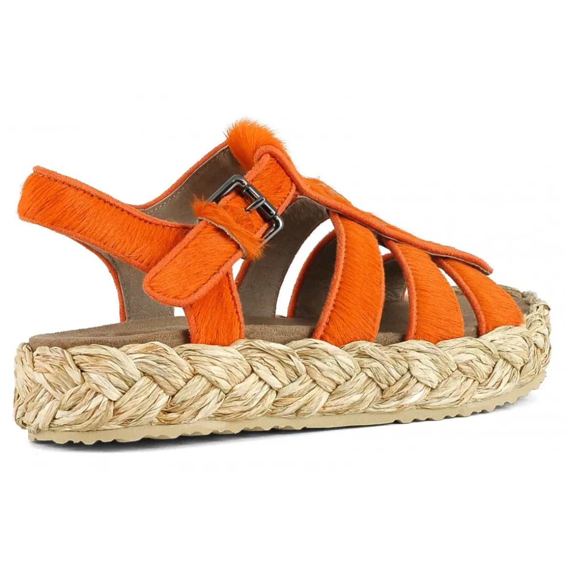 Raffia Braid Sandal Pony Hair Upper