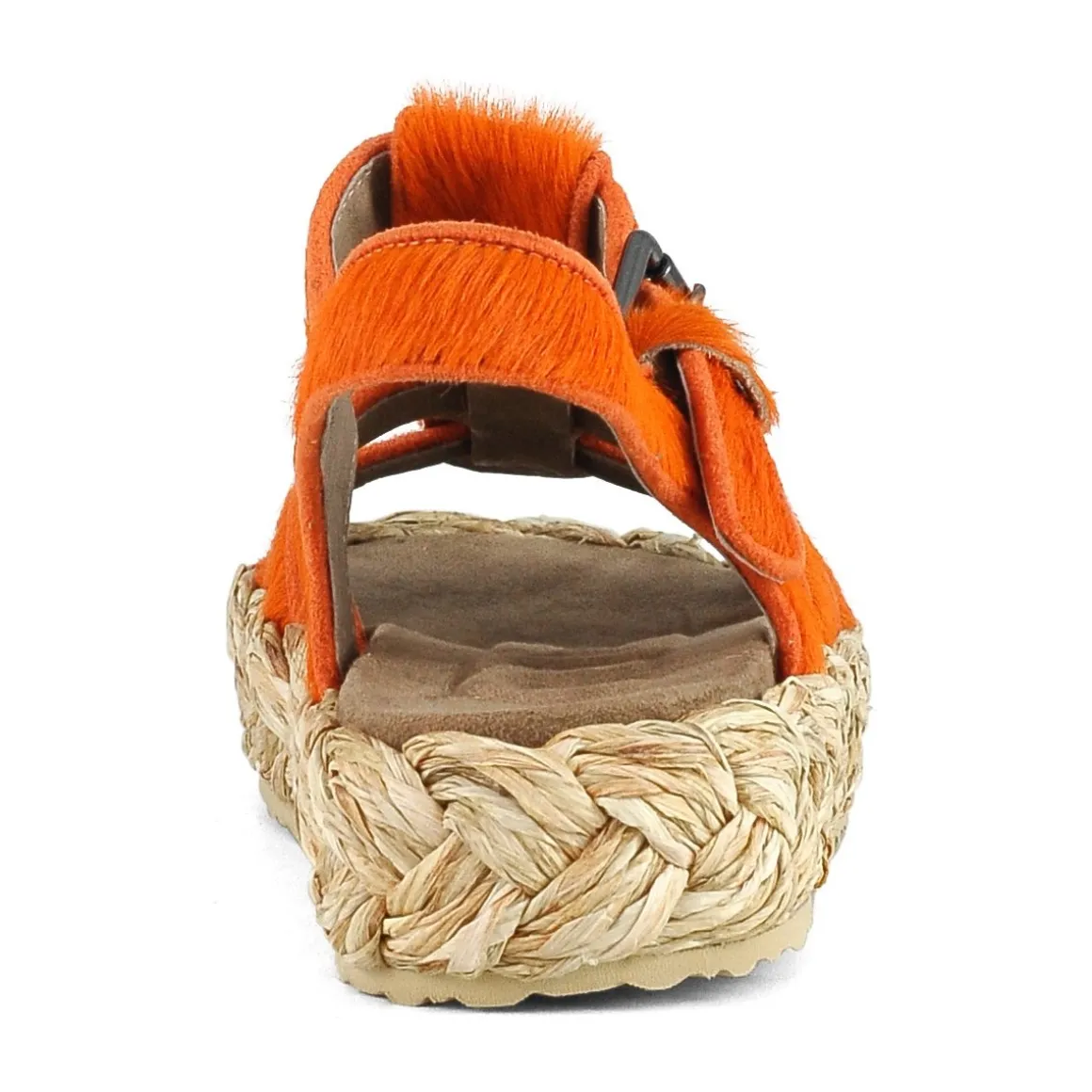 Raffia Braid Sandal Pony Hair Upper
