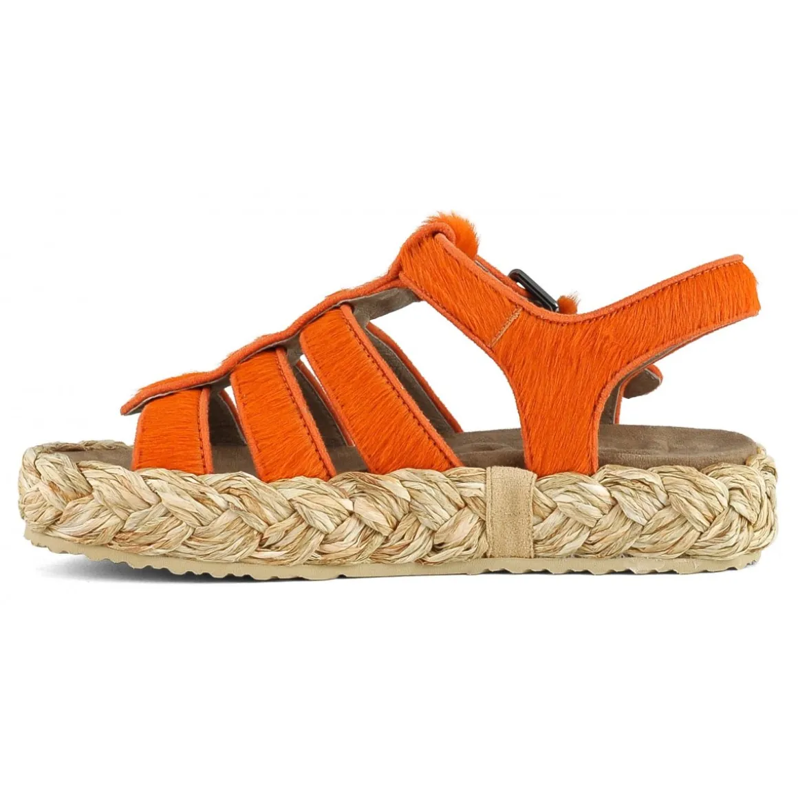 Raffia Braid Sandal Pony Hair Upper